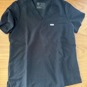 Figs Women’s Black V-Neck Tee - medium